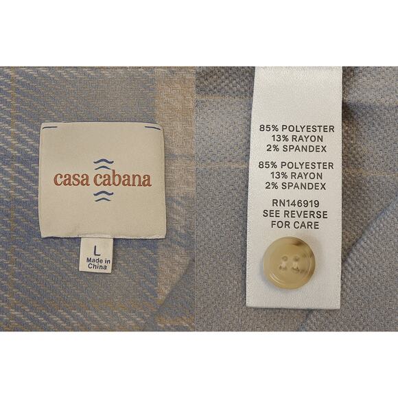 Casa Cabana Plaid Button Down Shacket Women Large Blue Beige Gray Soft Flannel - Picture 7 of 9